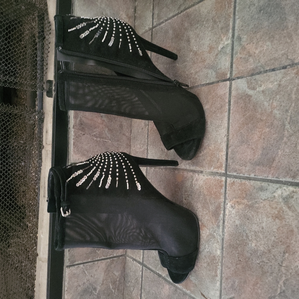 Short Mesh Boot With Studs And Sequins - image 1